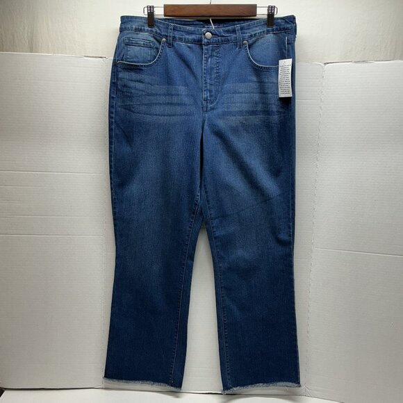 SZ.16 JEANS TRUE DENIM Straight Leg Frayed Jeans NWT SUPER NICE! IML! QVC JEANS - Picture 1 of 11